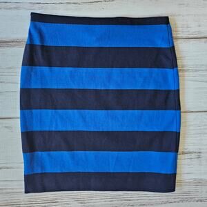 Merona Blue and Black Stripe Pencil Skirt sz M